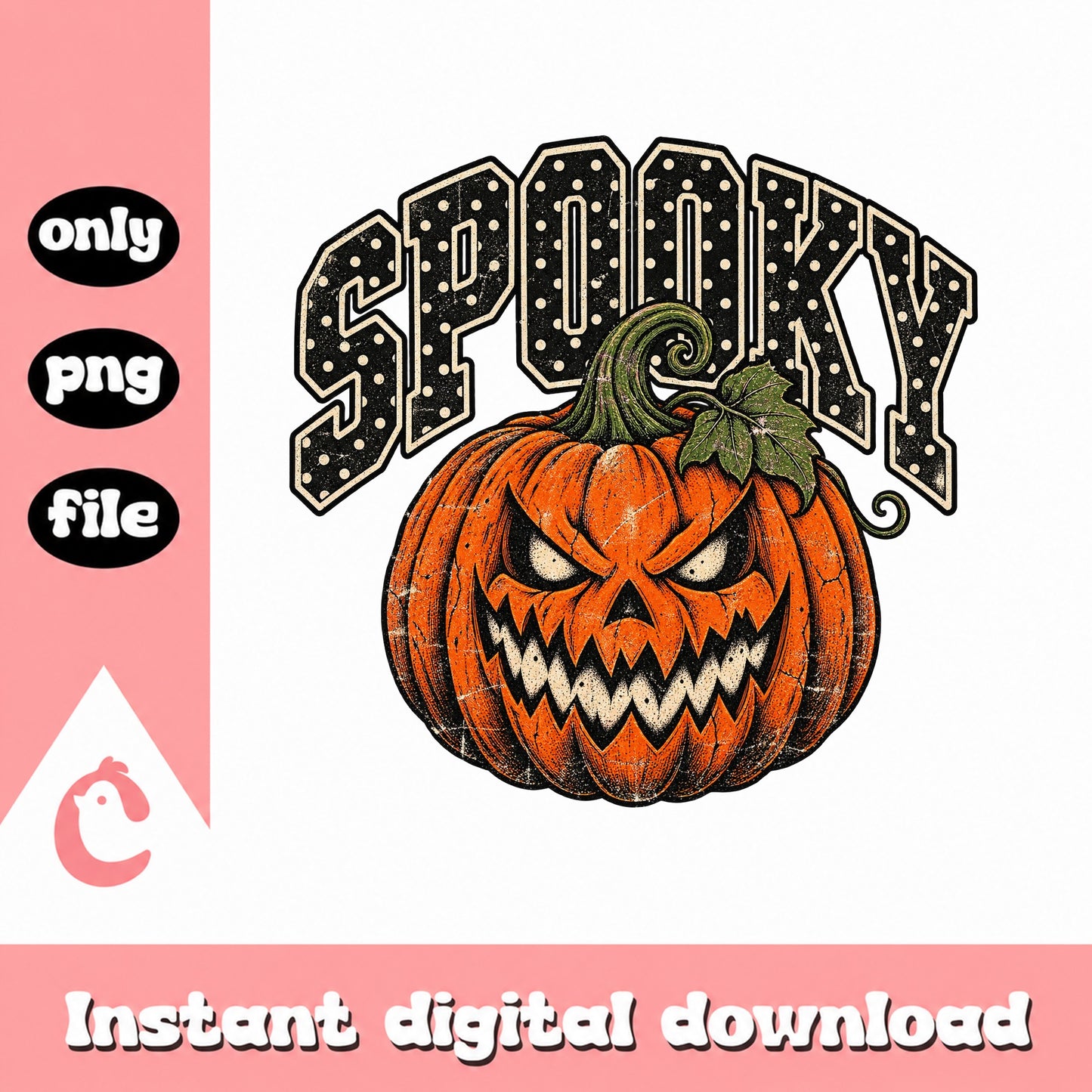 Spooky Pumpkin Halloween PNG, Jack O Lantern Clipart, PNG File