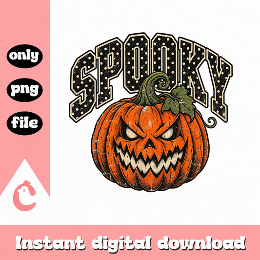 Spooky Pumpkin Halloween PNG, Jack O Lantern Clipart, PNG File