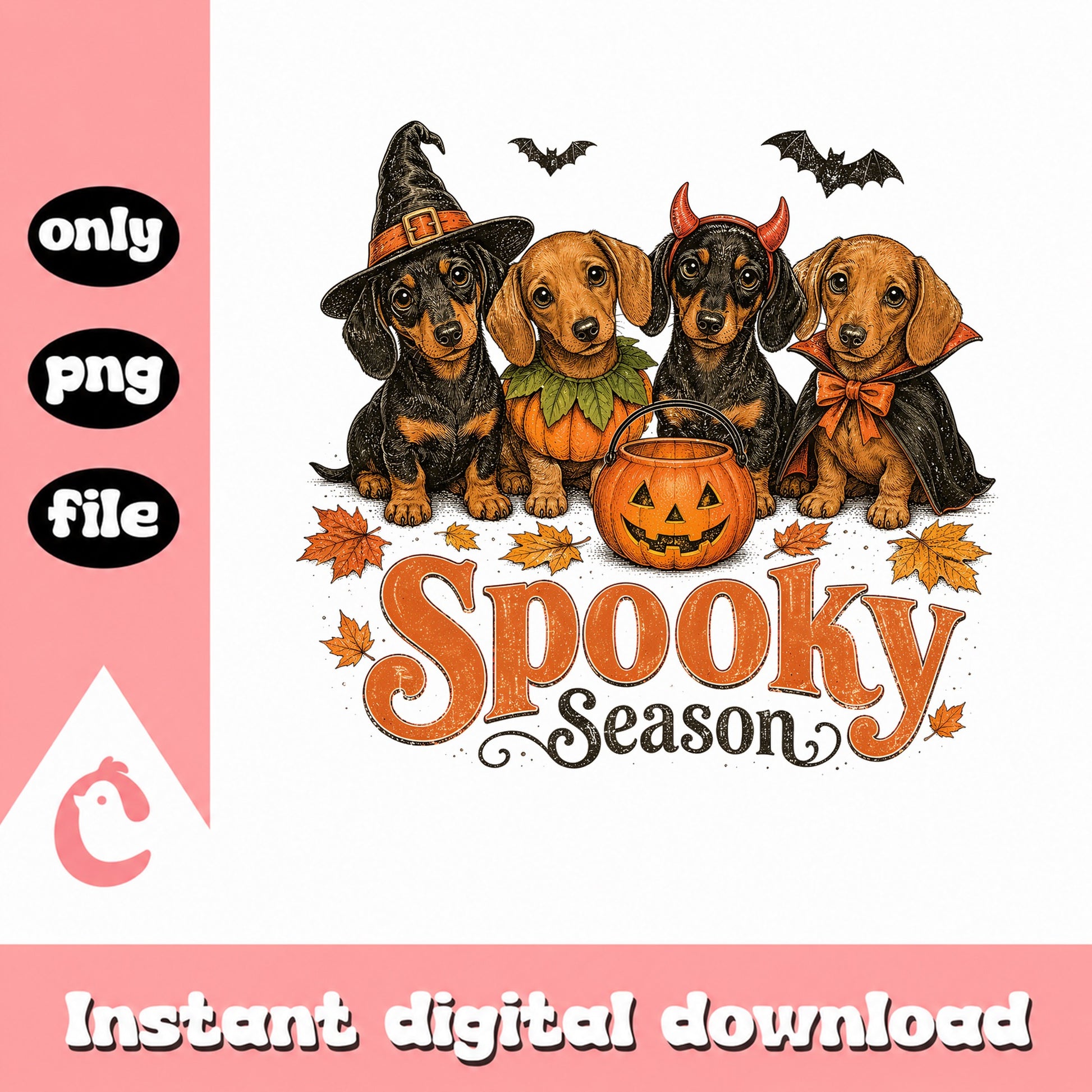 Spooky Season Dachshund Halloween PNG, Dog PNG, Halloween PNG