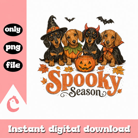 Spooky Season Dachshund Halloween PNG, Dog PNG, Halloween PNG