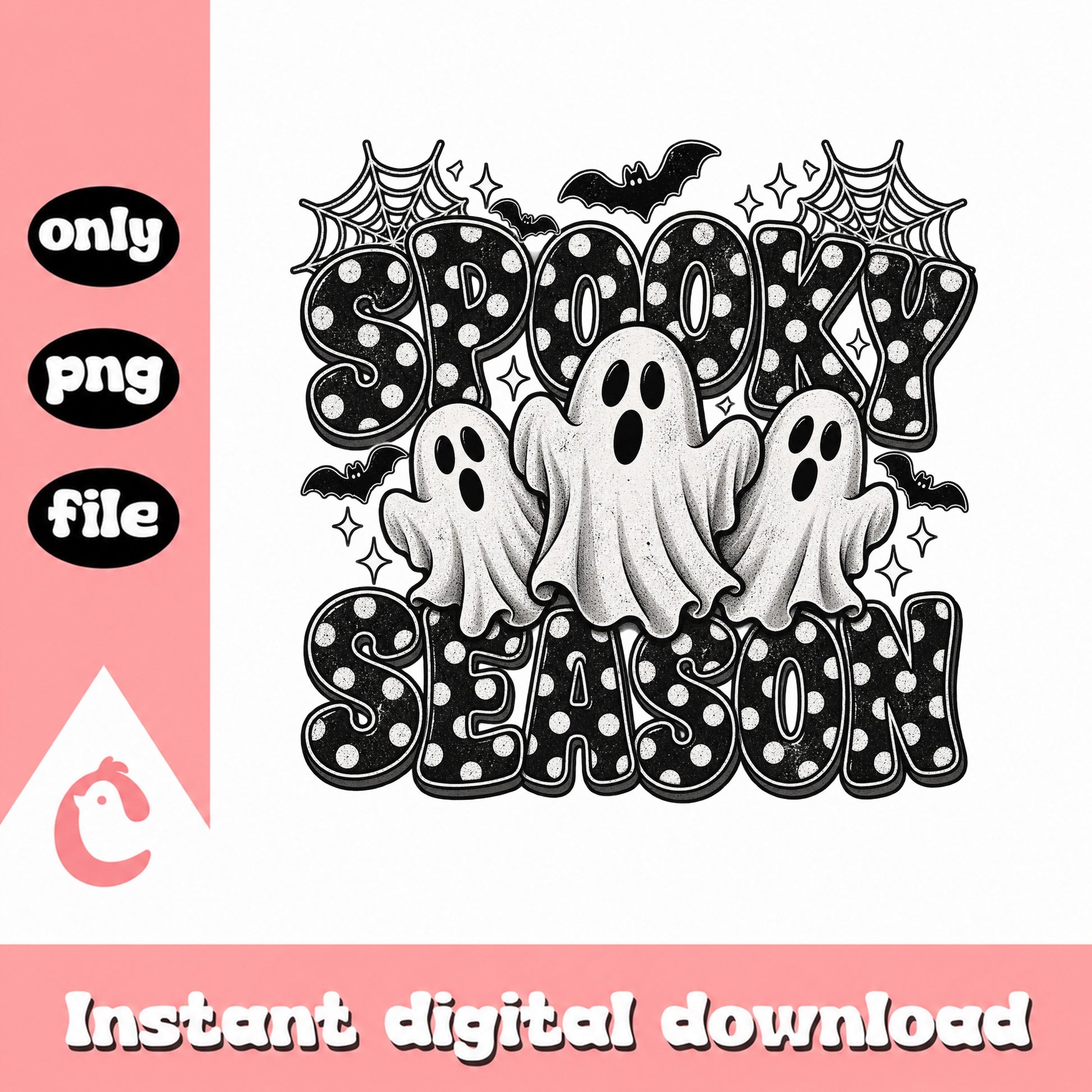 Spooky Season Ghost Halloween PNG, Retro Halloween Sublimation, PNG