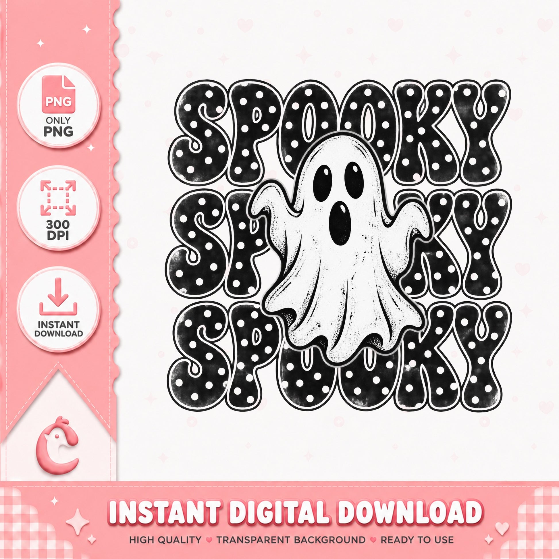 Spooky Season Ghost PNG, Halloween Sublimation, 300 DPI PNG