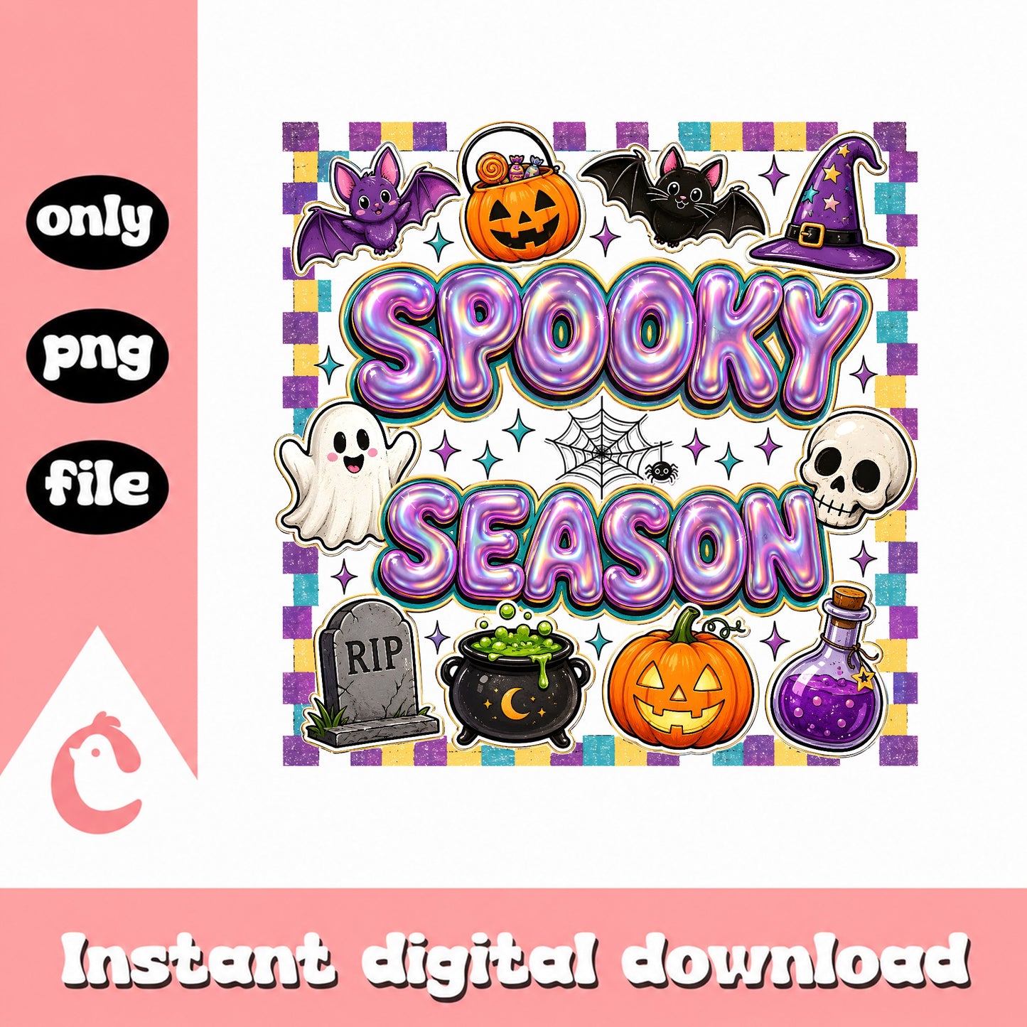 Spooky Season Halloween Clipart, Cute Halloween Bundle, PNG
