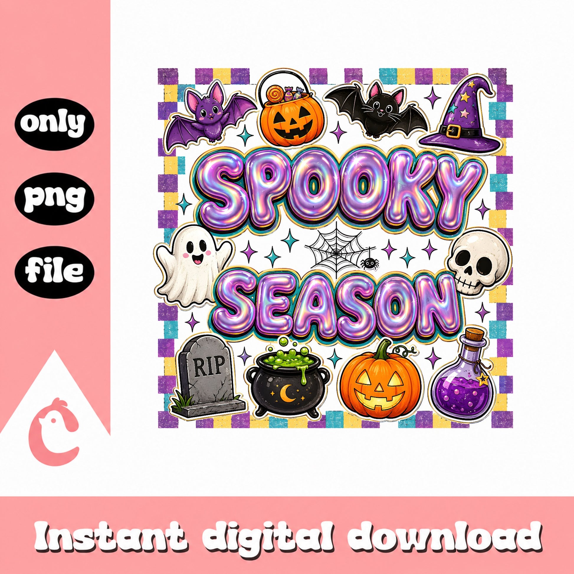 Spooky Season Halloween Clipart, Cute Halloween Bundle, PNG
