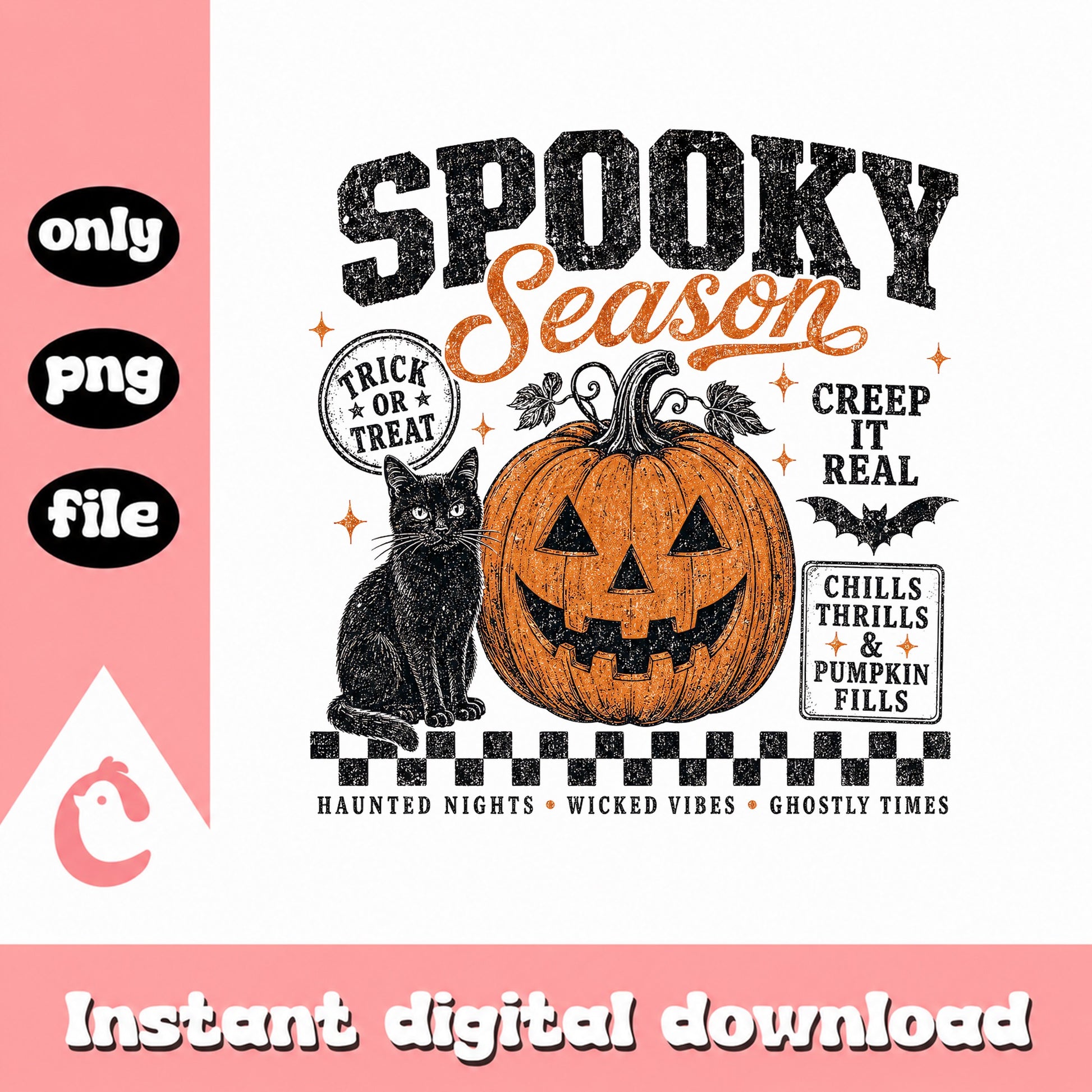 Spooky Season Halloween PNG, Trick Or Treat Pumpkin, Black Cat PNG