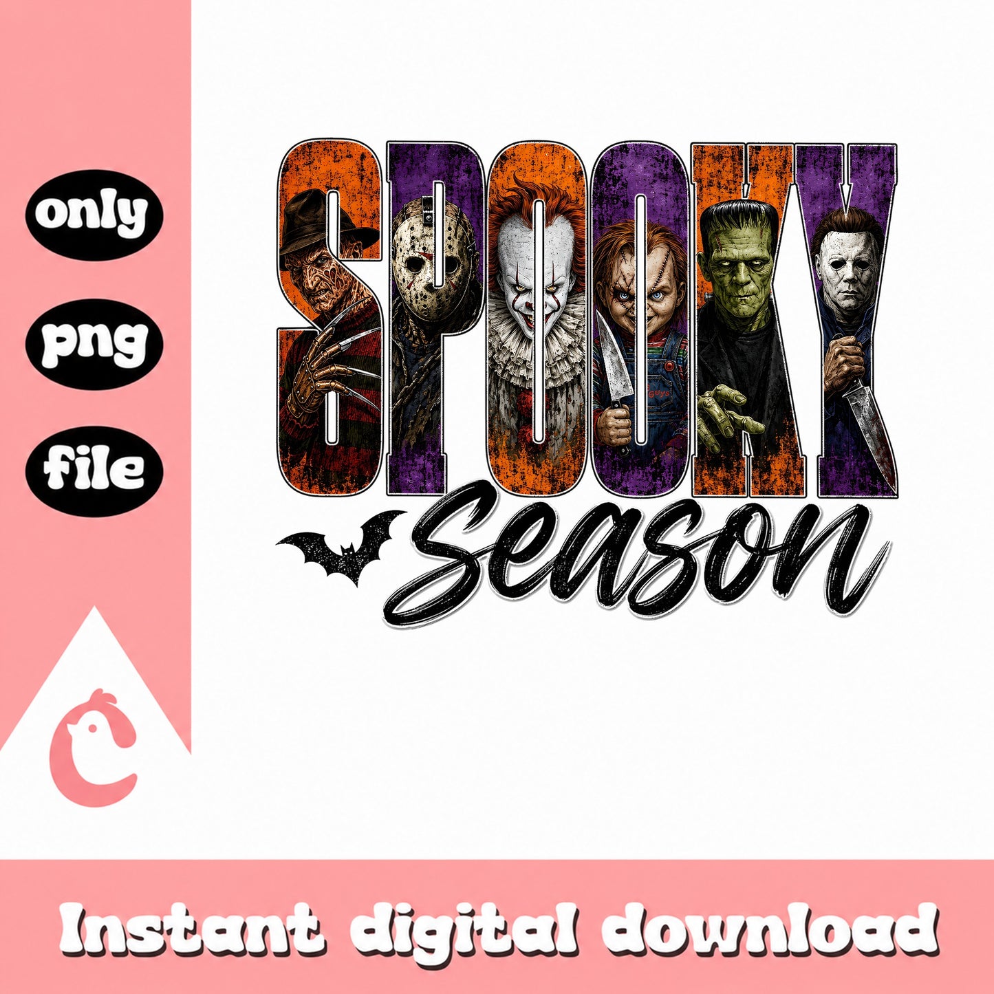 Spooky Season Horror Characters PNG, Halloween Horror PNG, Horror Movie PNG