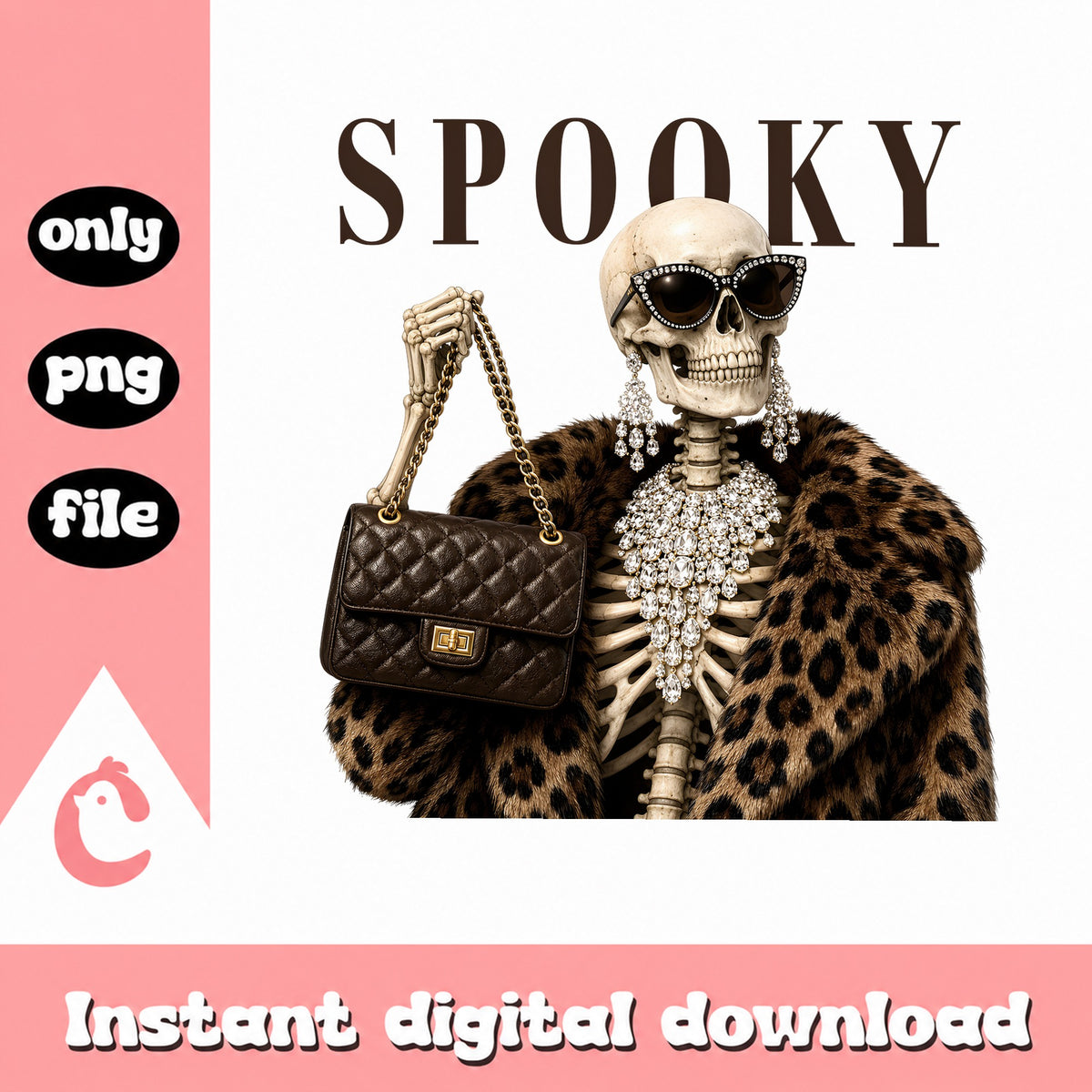 Spooky Skeleton Fashion PNG, Trendy Halloween Skeleton PNG, Skull PNG