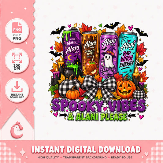 Spooky Vibes Alani Energy Cans PNG, Halloween Sublimation, PNG