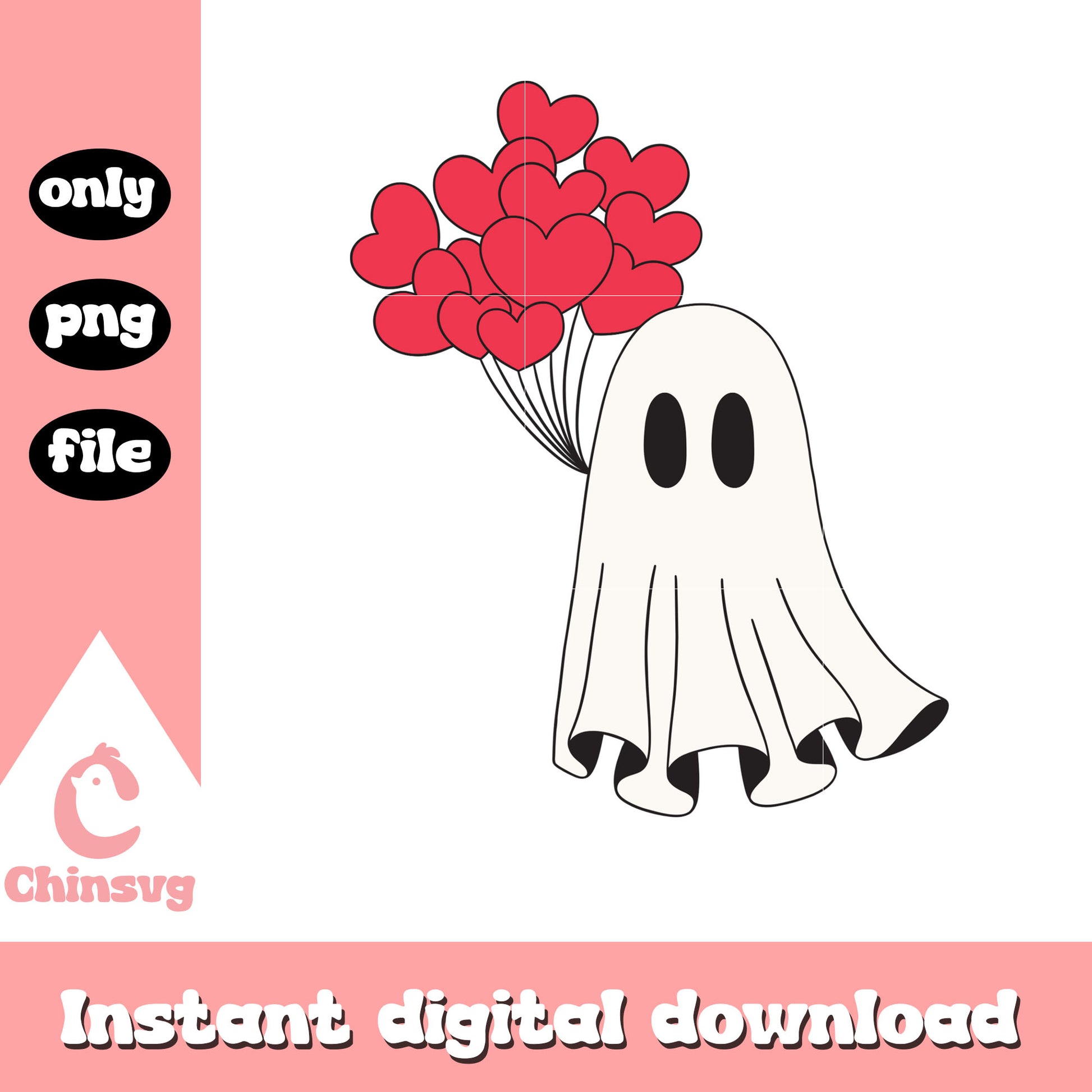 Spooky boo and heart balloon png, spooky boo png