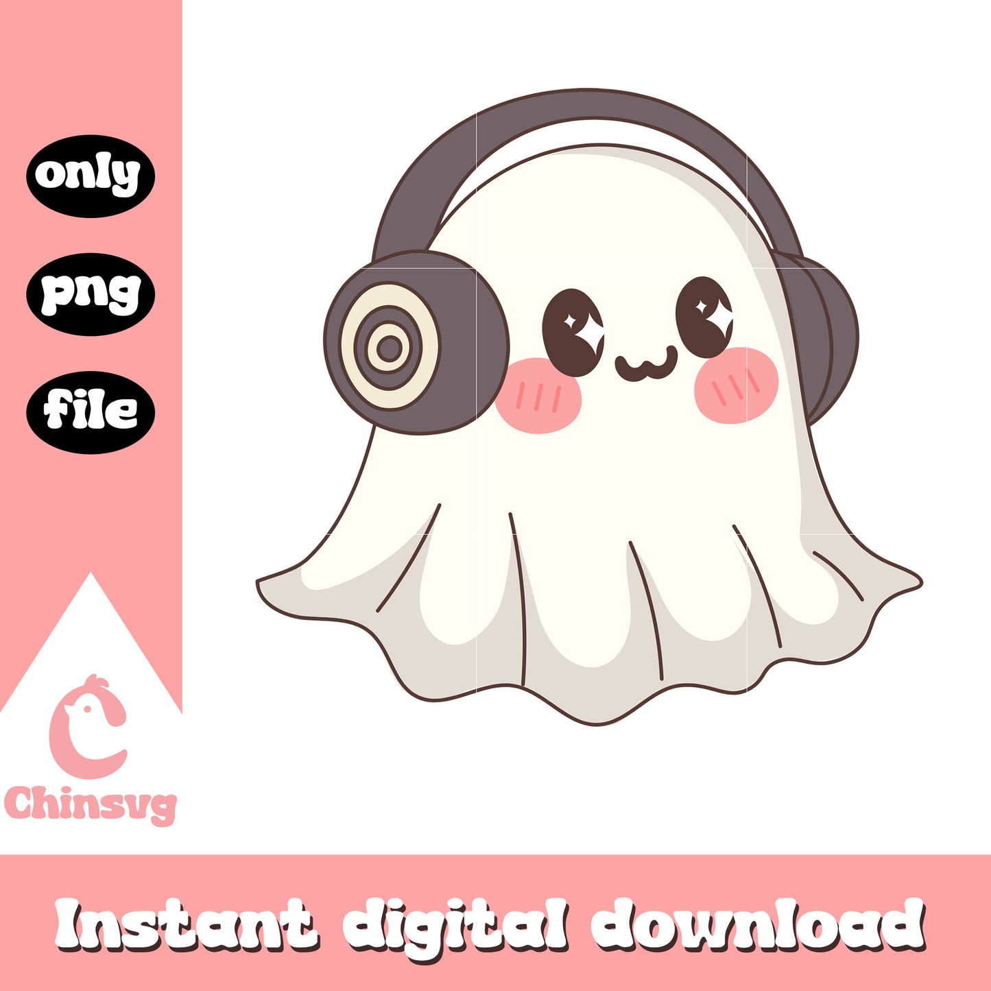 Spooky boo headphone design png, halloween ghost png