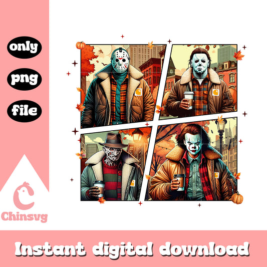 Spooky characters collage picture design png, top scary movies png