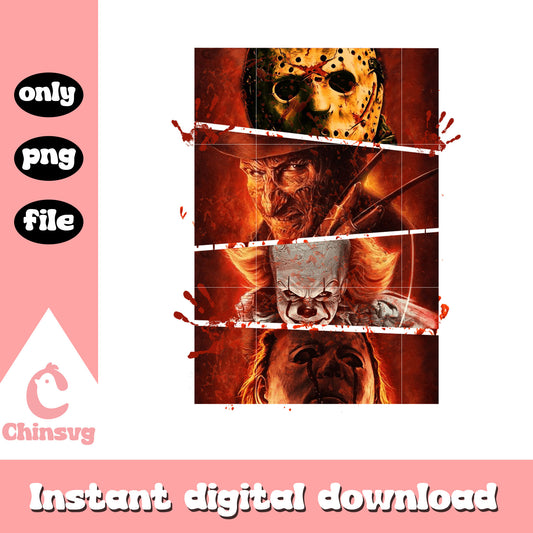 Spooky characters halloween design png, collage picture png