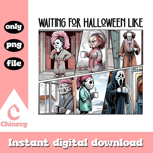 Spooky characters waiting for halloween png, halloween designs png