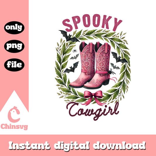 Spooky cowgirl pink boots halloween design png, halloween day png