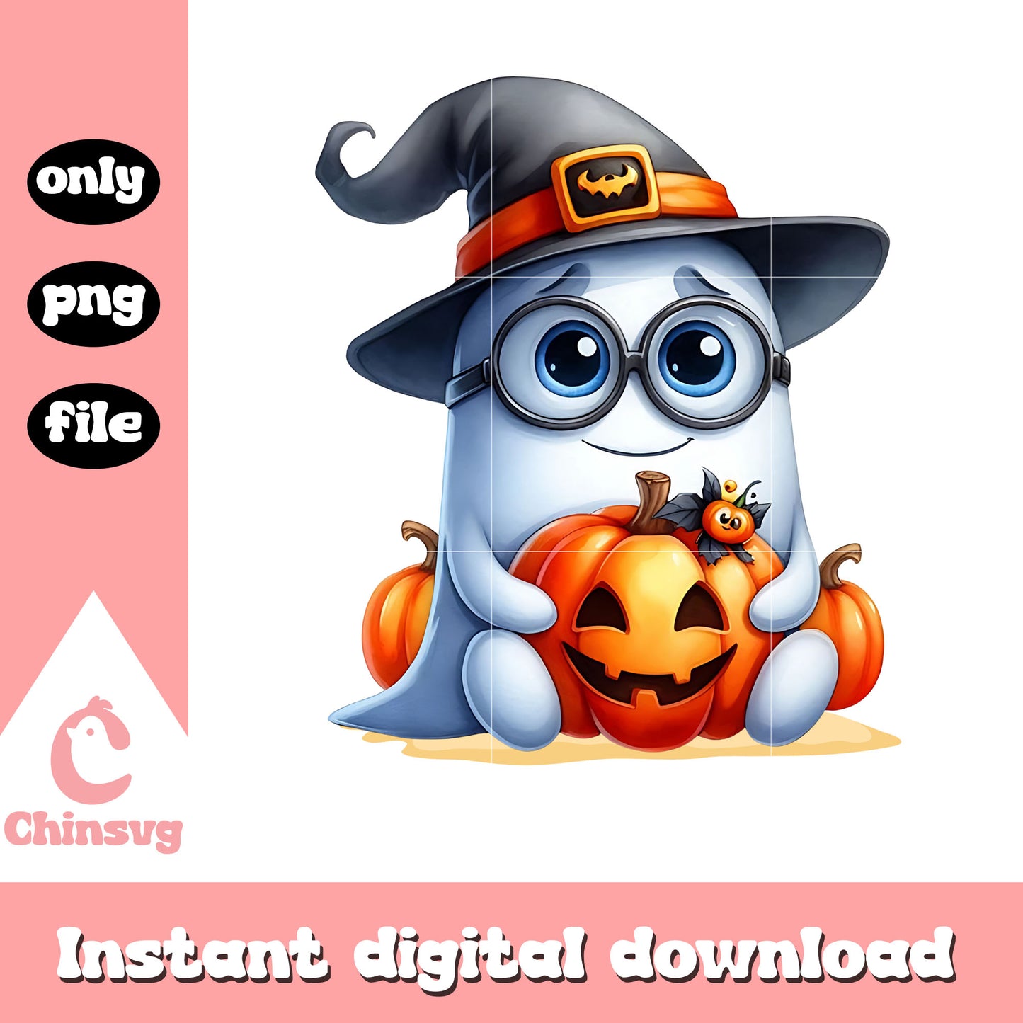 Spooky ghost and halloween pumpkin png, halloween ghost png