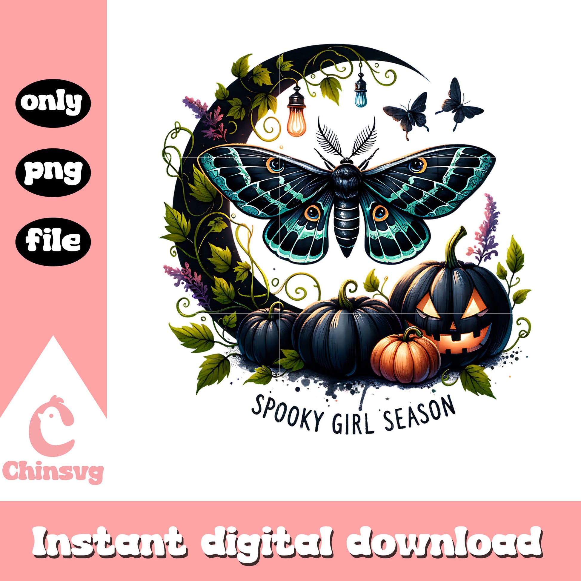 Spooky girl season horror buterfly png, horror halloween png