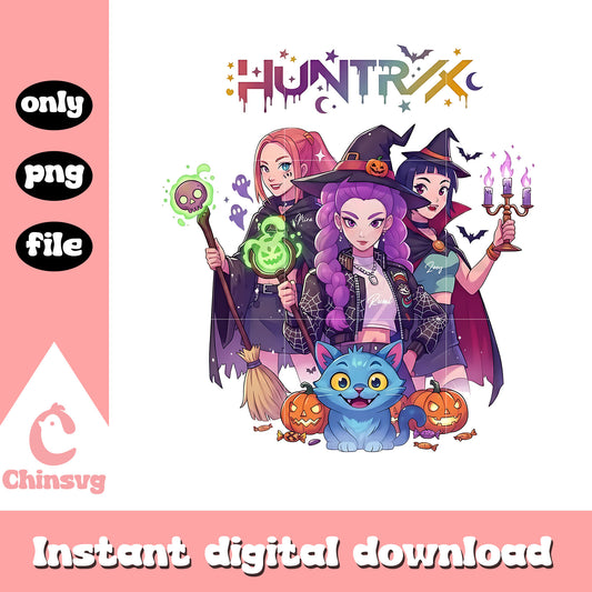 Spooky huntrix girl band halloween png, halloween hunters​ png