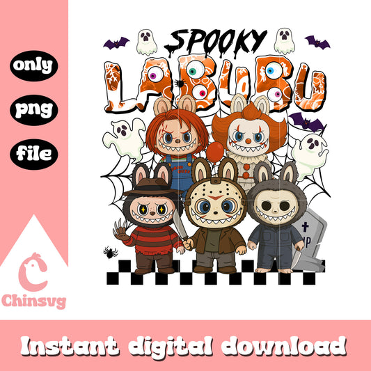 Spooky labubu characters costumes drawing png, halloween labubu png