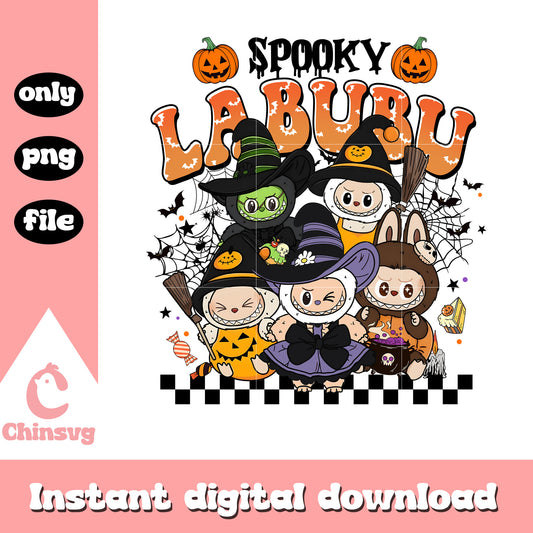 Spooky labubu characters halloween design png, halloween clipart png
