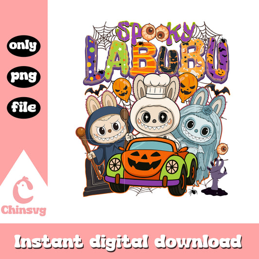 Spooky labubu classic monsters car clipart png, monster halloween png