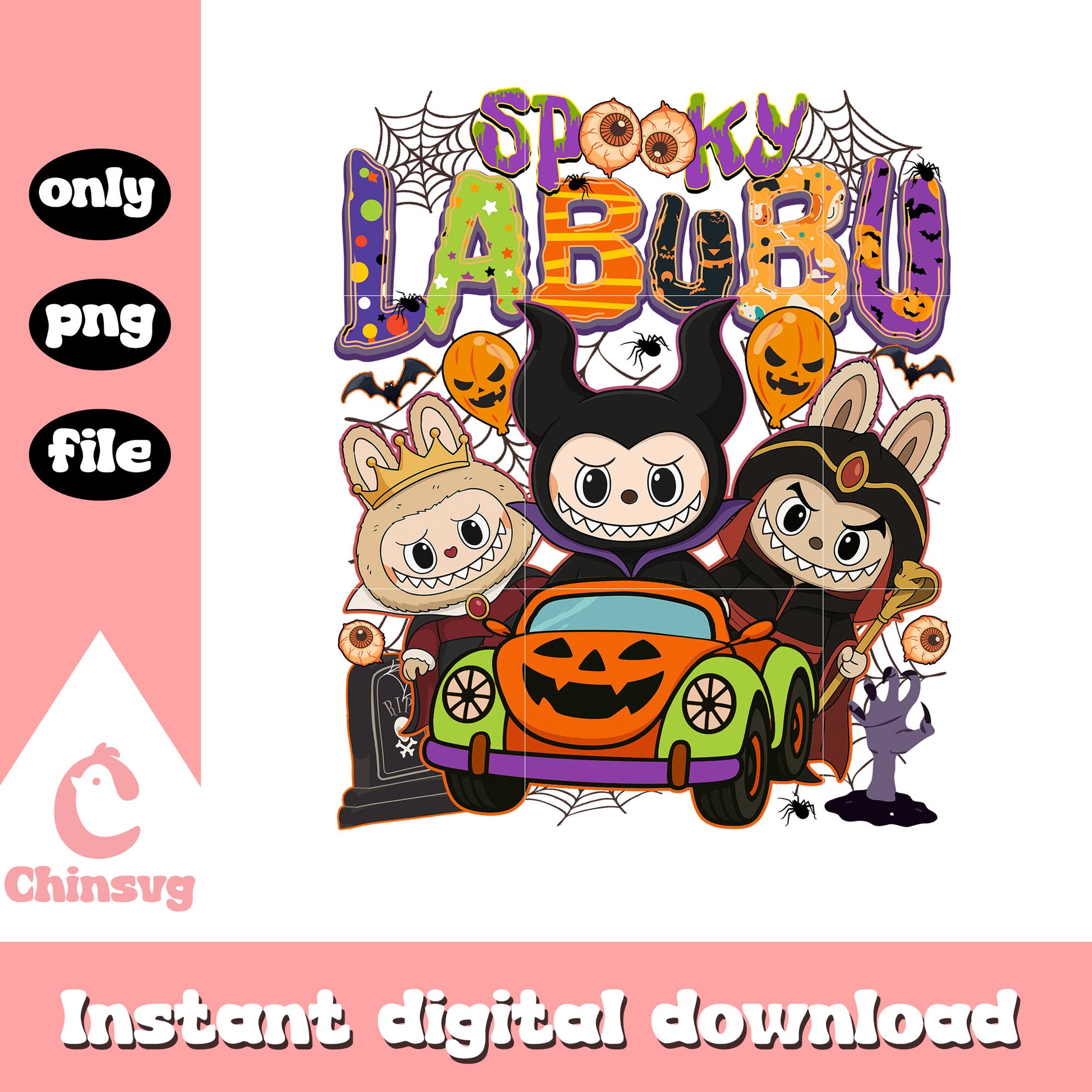 Spooky labubu classic monsters car png, halloween monsters png