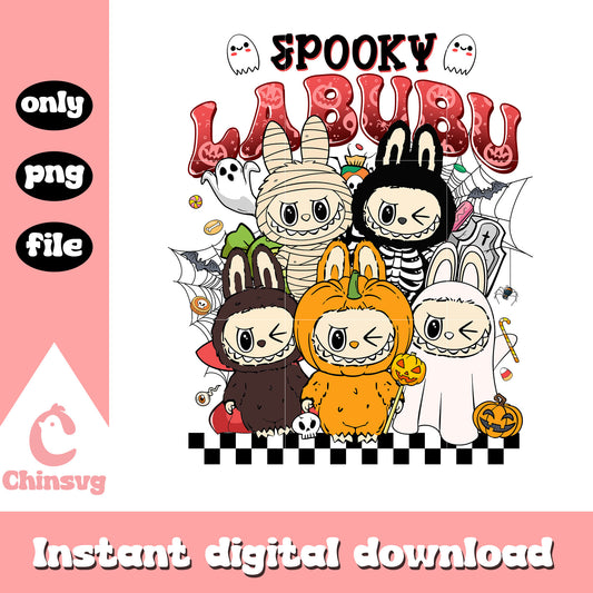 Spooky labubu costume design png, labubu halloween png