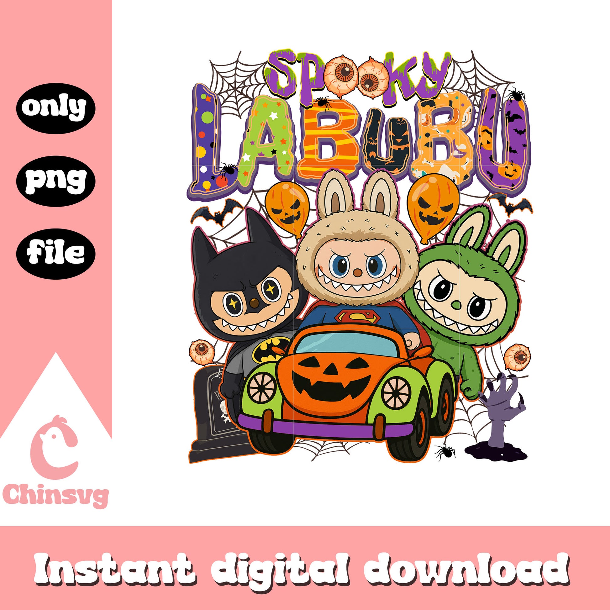 Spooky labubu marvel superhero car halloween png, marvel png