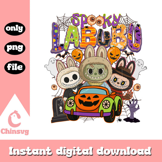 Spooky labubu monsters doll car design png, labubu png, halloween png