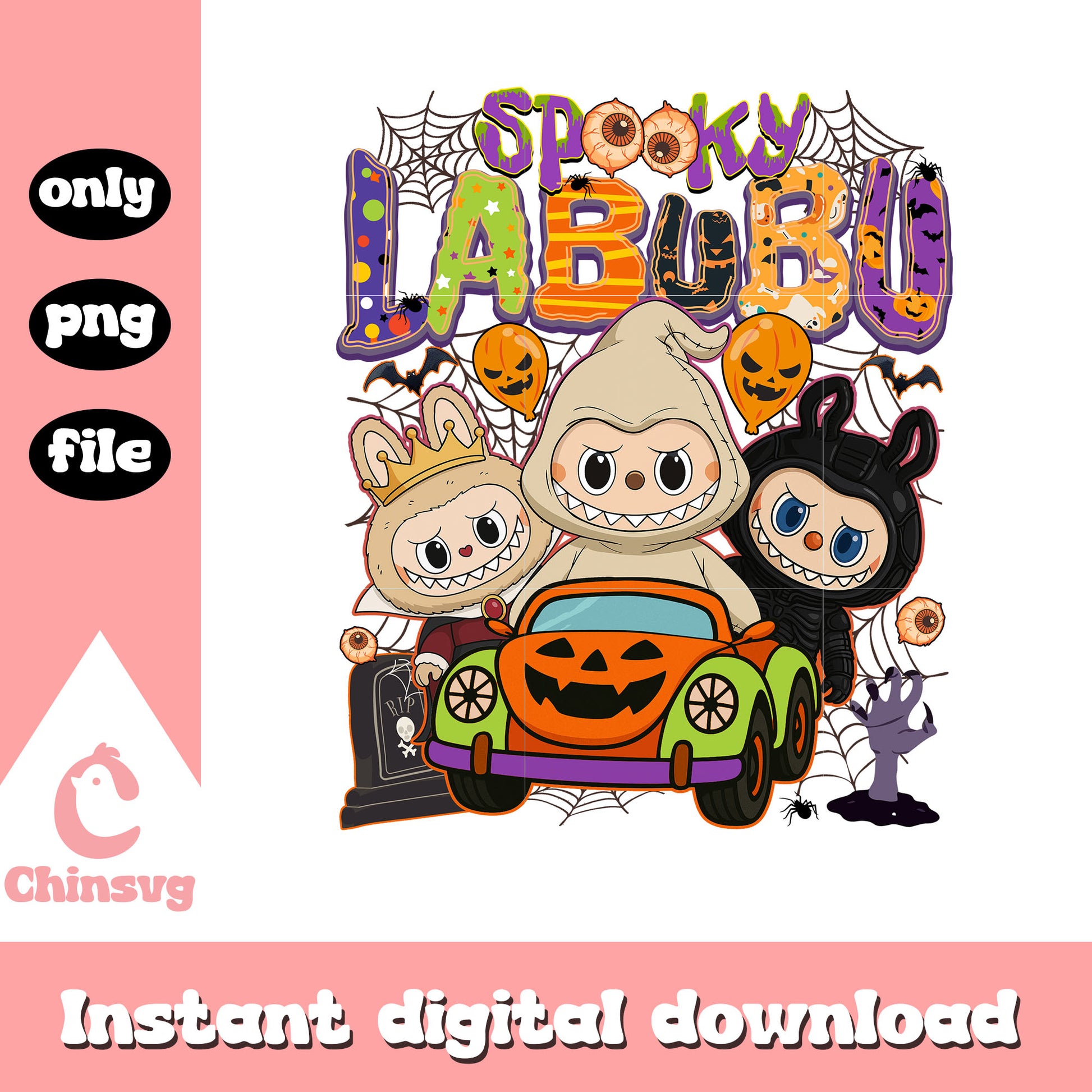 Spooky labubu oogie boogie car halloween png, halloween day png