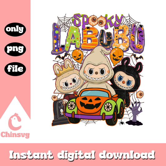 Spooky labubu oogie boogie car halloween png, halloween day png
