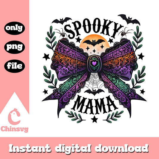 Spooky mama coquette bow halloween design png, happy halloween png