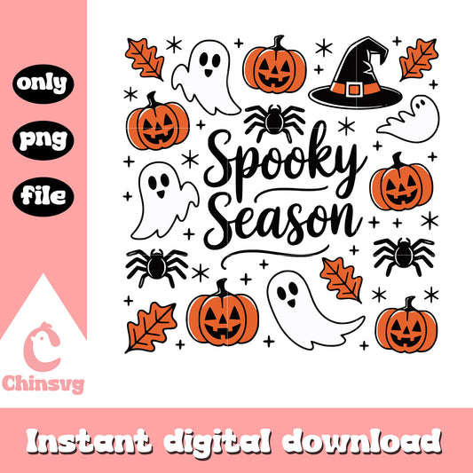 Spooky season ghost and pumpkin png, ghost png