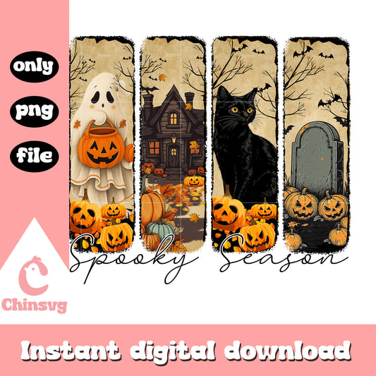 Spooky season halloween collage pics design png, halloween png