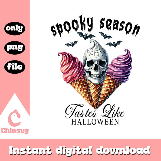 Spooky season tastes like halloween ice cream design png, halloween png