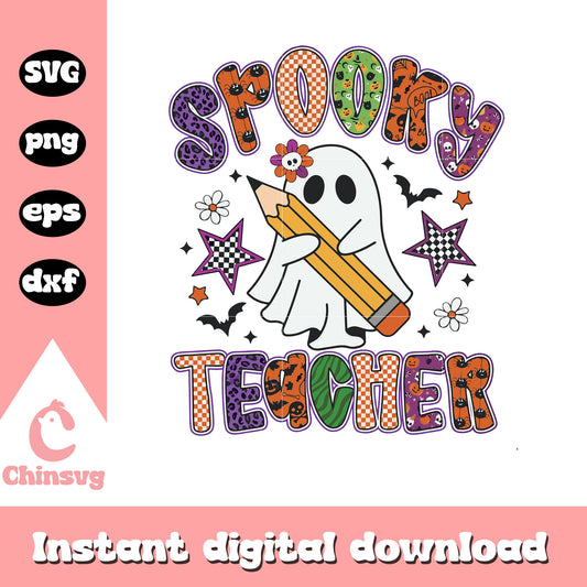 Spooky teacher ghost halloween design svg, halloween ghost svg