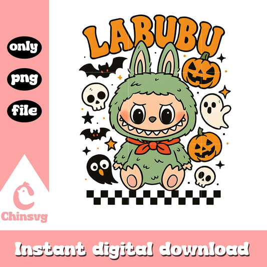 Spooky treat labubu drawing design png, trick or treat png
