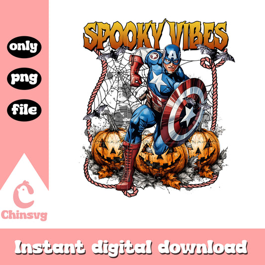 Spooky vibes captain america halloween pumpkin png, captain america character png