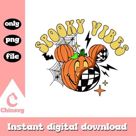 Spooky vibes mickey disco pumpkin png, horror pumpkin png