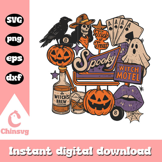 Spooky witch motel clipart design svg, halloween clipart svg