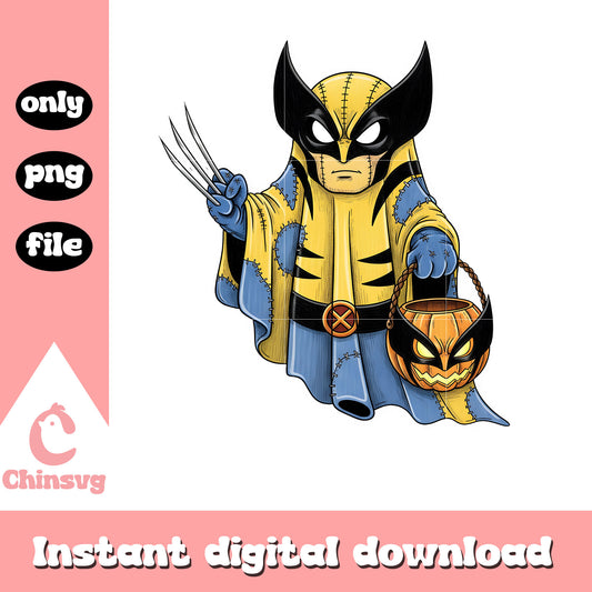 Spooky wolverine halloween design png, wolverine halloween costume​ png