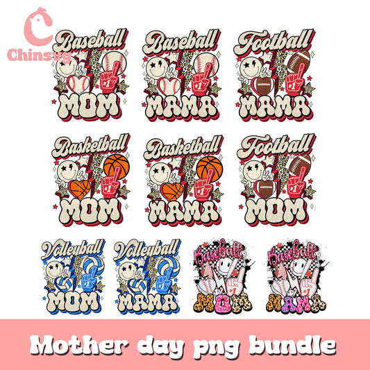 Sport mother day leopard design bundle png, sports mom​ png