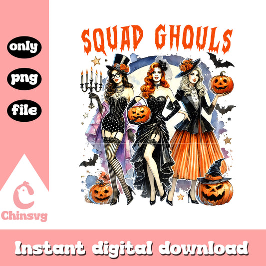 Squad ghouls halloween drawing design png, halloween day png