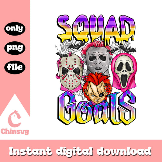 Squad goals horror characters design png, spooky movie characters png
