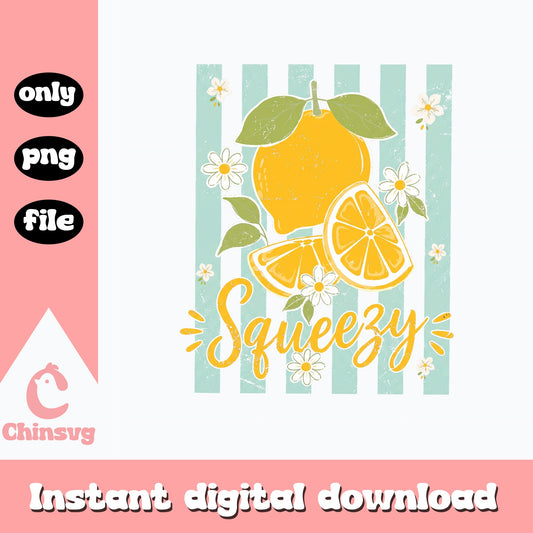 Squeezy Lemon Floral Retro PNG, Citrus Summer PNG, Lemon PNG