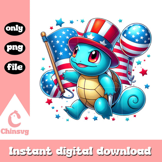 Squirtle pokemon independence day png, Squirtle pokemon patriotic png