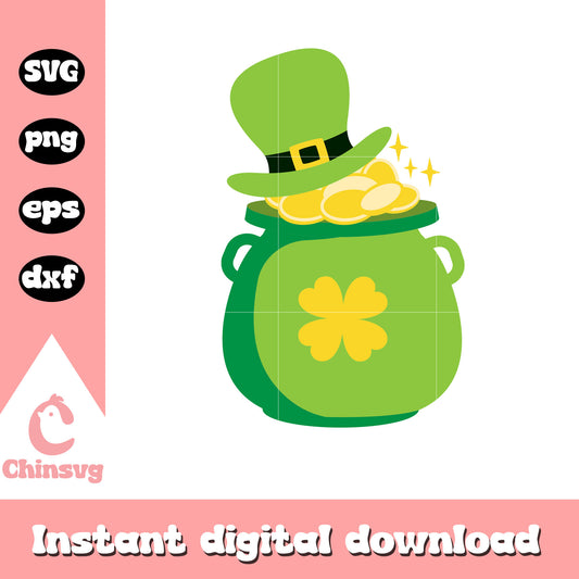 St Patrick's with cauldron svg, st patricks day hat svg