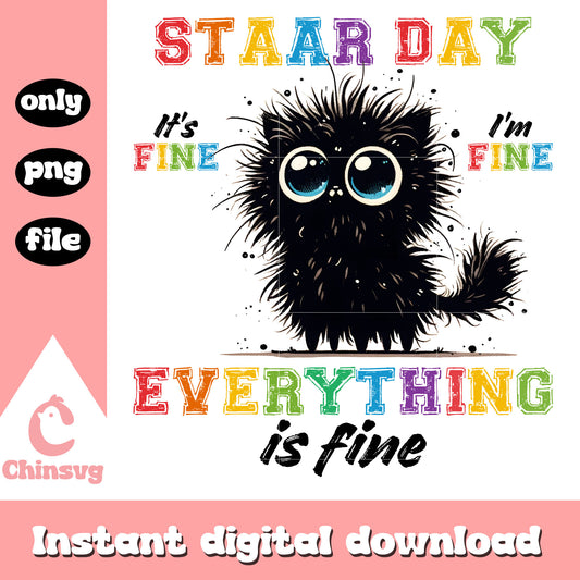 Staar day everything is fine png, test day toolkit png, black cat png