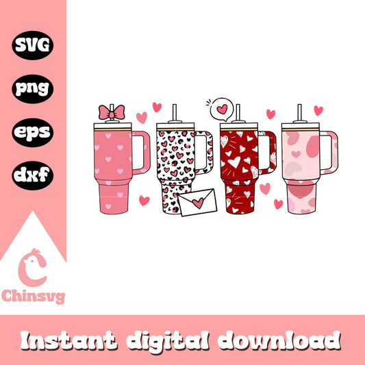 Stanley tumbler cute valentine cup svg, stanley valentines cup svg