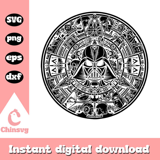 Star Wars aztec calendar svg, Darth Vader svg, movie svg