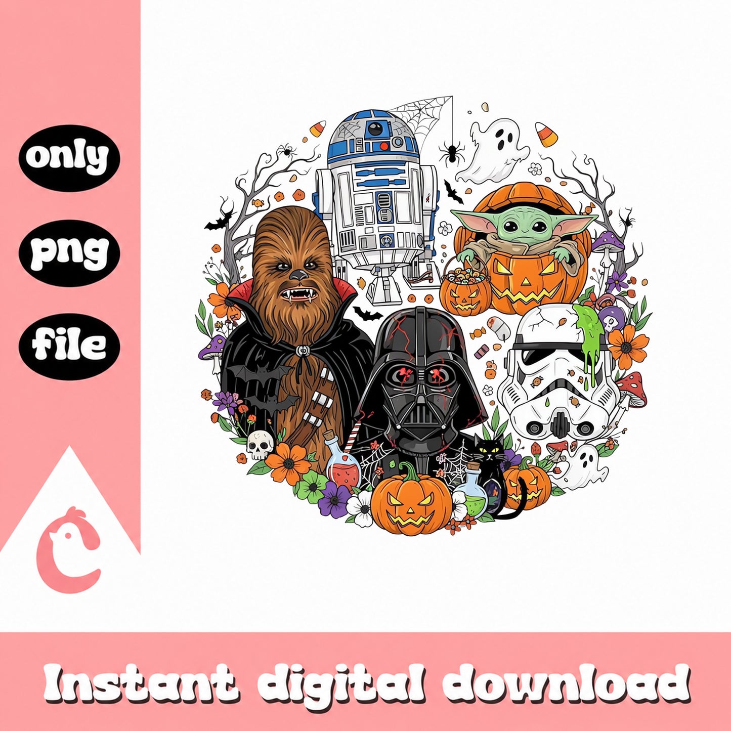 Star Wars Halloween PNG Bundle, Baby Yoda Darth Vader, PNG File